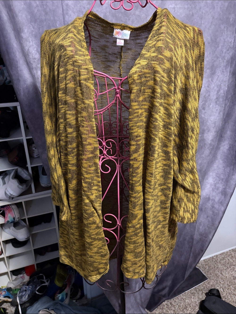 Open-Front Mustard Marled Women's Cardigan